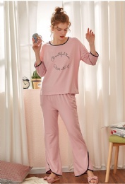 Women Pyjamas Long Sleeves Sweet Sleepwear Set Girl Nightgown Long Pant +top Pajamas