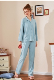 Autumn New Long Sleeve of Bamboo Fiber nighty pajama set for women
